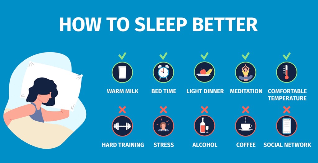 Easy everyday habits for a healthier and more balanced lifestyle, including healthy eating, exercise, sleep, hydration, and self-care.